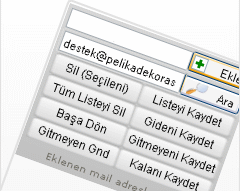 Gönderim Listesinde Mail Arama 